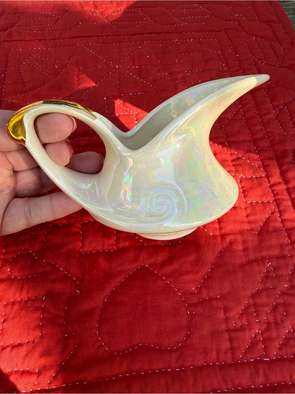 Vintage Pioneer Pottery Co USA Creamer Iridescent Pearl Gold 22-Karat Antique